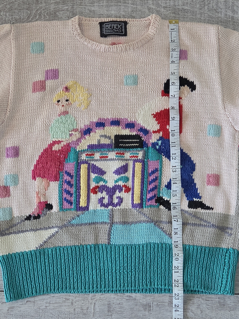 Vintage Berek 1989 RARE Hand Knit Heavy Sweater Retro Diner Womens Size S/M - Picture 5 of 7